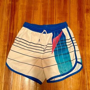Chubbies White and Blue Swim Trunks Medium